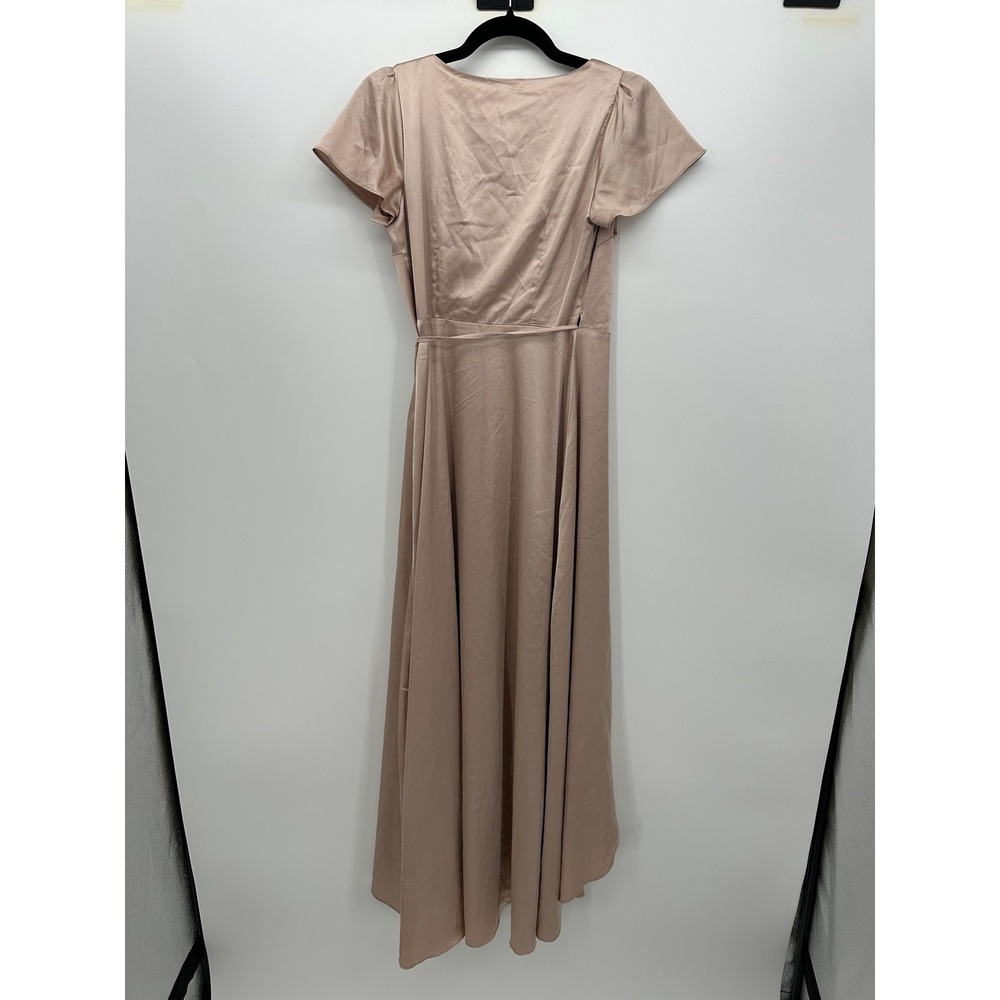 Baltic Born Champagne Krystal Satin Wrap Gown Size XS Wedding Bridal Event Gala - Picture 2 of 11